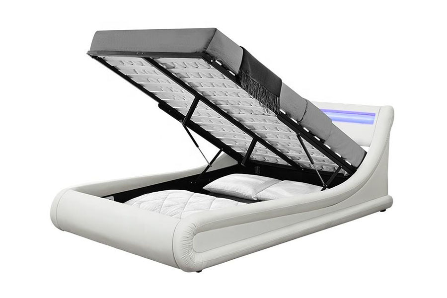 1138-1G তরঙ্গের মতো LED গ্যাস লিফট অটোমান PU চামড়ার বিছানা