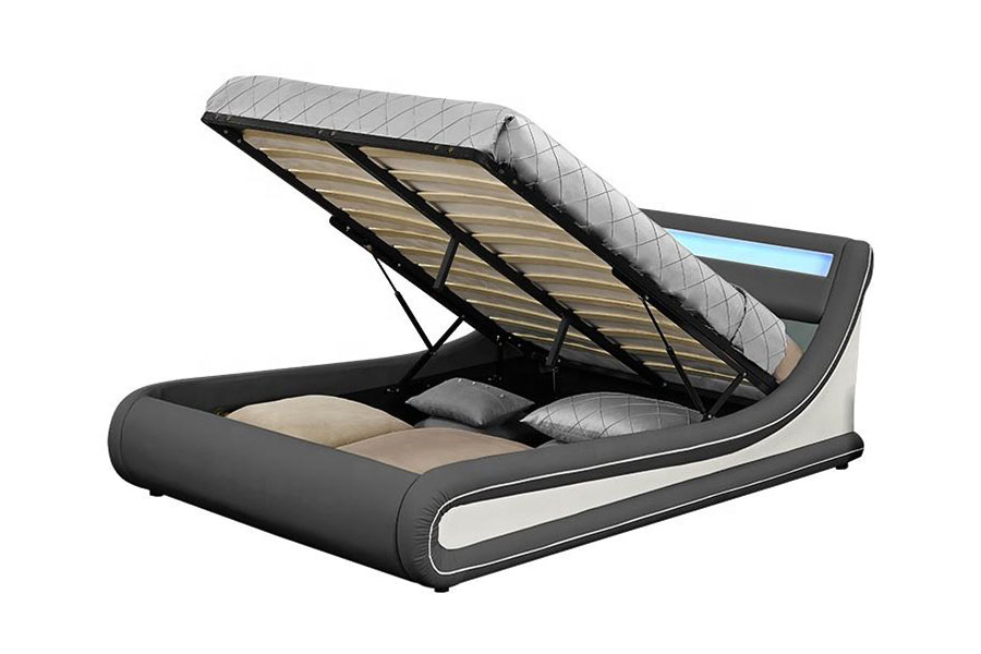 1138G অটোমান কিং LED PU চামড়ার আপহোলস্টার্ড বেড ফ্রেম