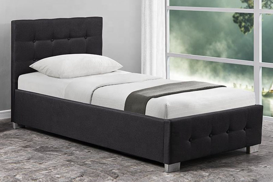 1286G Tufted-বোতাম সলিড-কাঠ একক গৃহসজ্জার সামগ্রী অটোমান স্টোরেজ বেড ফ্রেম